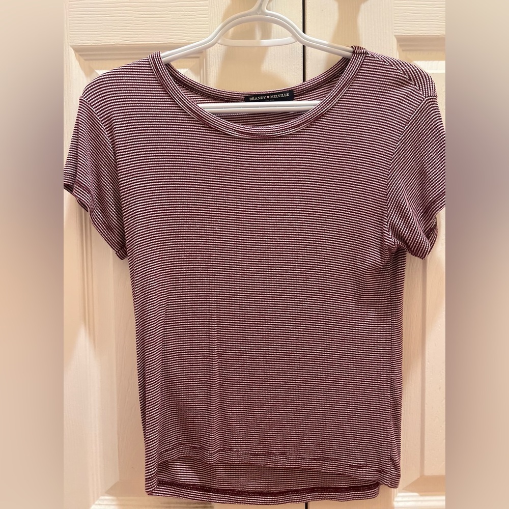 Brandy Melville striped burgundy tshirt